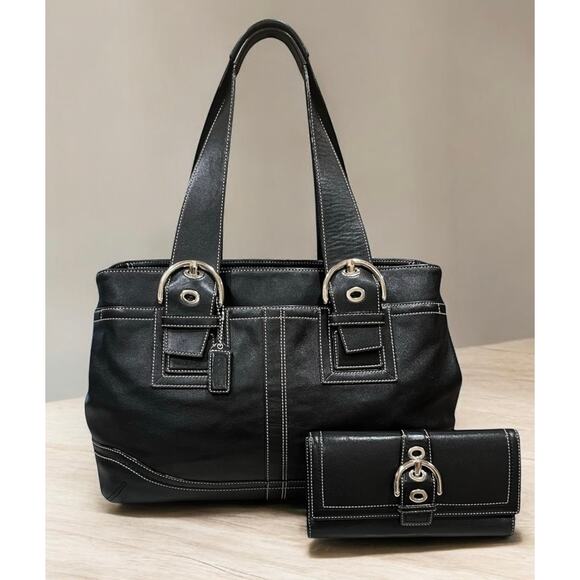 Y2K Coach F10912 Soho Leather Carryall & 6A06 Soho Slim Envelope Wallet - Picture 15 of 15